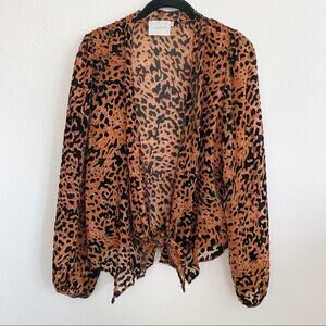 Which We Want Sheer Textured Leopard Cardigan Size Small